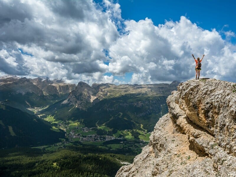 A person on top of a mountain